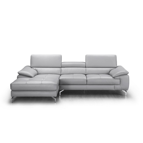 Liam Sectional Sofa w/ Left Facing Chaise in Element Grey Premium Leather