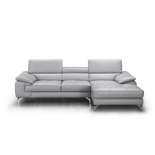 Liam Sectional Sofa w/ Right Facing Chaise in Element Grey Premium Leather