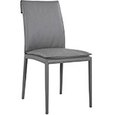 Togo Dining Chair in Charcoal Grey Leather & Metal (Set of 2)