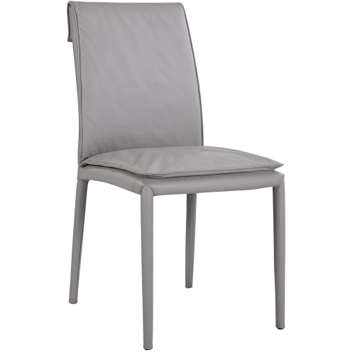 Togo Dining Chair in Grey Leather & Metal (Set of 2)