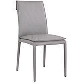 Togo Dining Chair in Grey Leather & Metal (Set of 2)