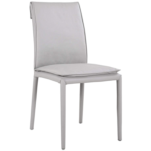 Togo Dining Chair in Pewter Grey Leather & Metal (Set of 2)