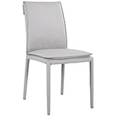 Togo Dining Chair in Pewter Grey Leather & Metal (Set of 2)