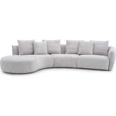 Hamilton Sectional Sofa w/ Left Hand Facing Chaise in Off White Boucle Fabric