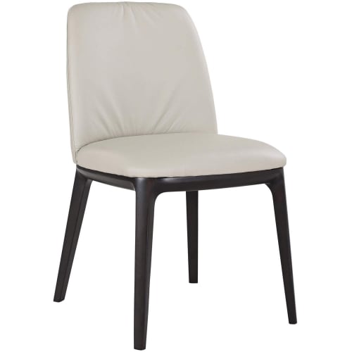 Osaka Dining Chair in Light Grey Leather & Black Wood (Set of 2)