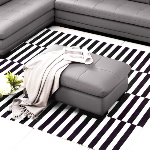 Capri 625 Italian Leather Ottoman in Grey