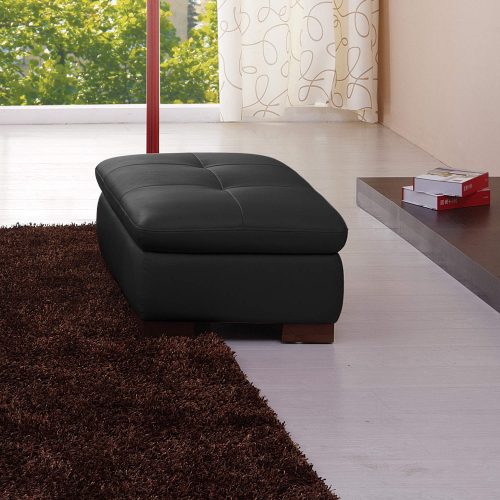 Capri 625 Italian Leather Ottoman in Black