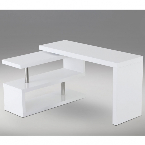 A33 Office Desk in White Lacquer & Stainless Steel