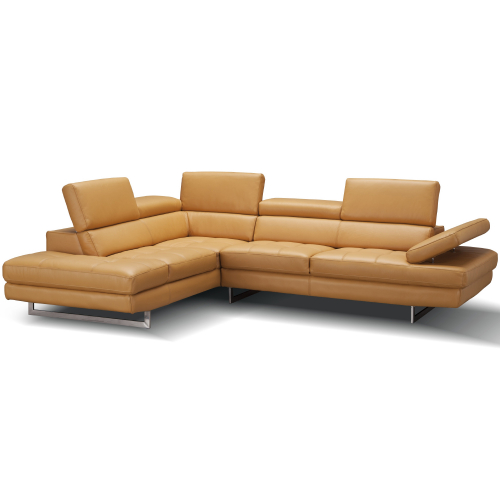 Napoli A761 Italian Leather Sectional in Freesia w/ Left Facing Chaise