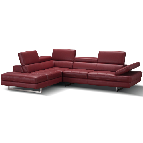 Napoli A761 Italian Leather Sectional in Red w/ Left Facing Chaise