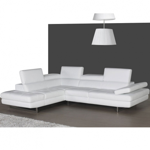 Napoli A761 Italian Leather Sectional in Snow White with Left Facing Chaise