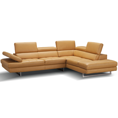 Napoli A761 Italian Leather Sectional in Freesia w/ Right Facing Chaise