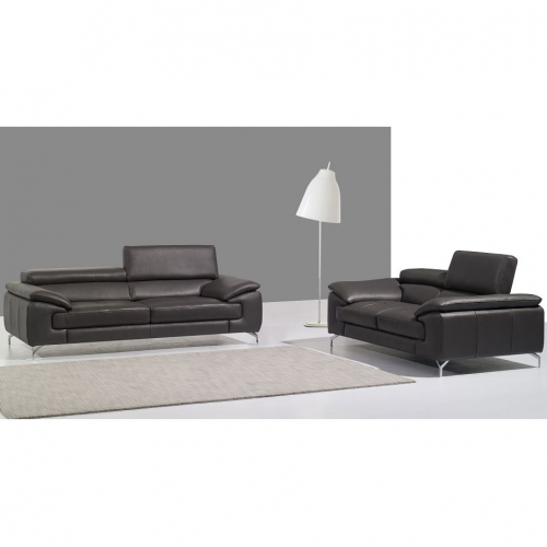 A973 Loveseat in Grey Italian Leather