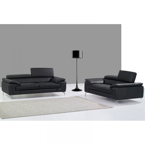 Lazio A973 Italian Leather Loveseat in Black