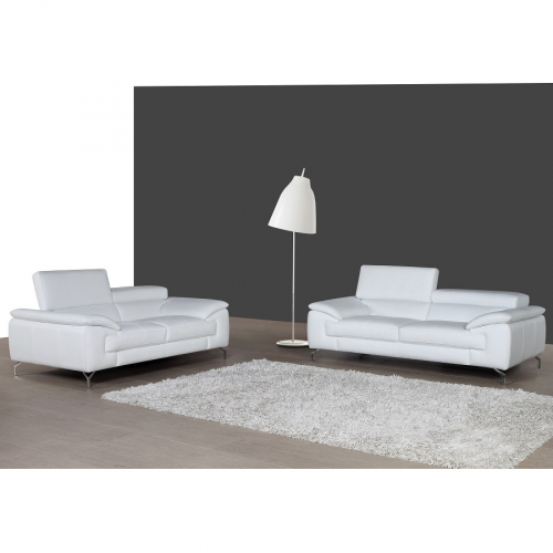 A973 Loveseat in White Italian Leather