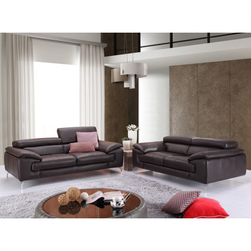 Lazio A973 Italian Leather Sofa in Coffee