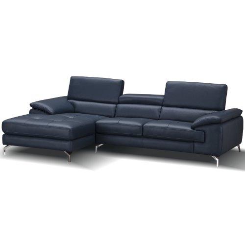 Positano A973B Sectional w/ Left Facing Chaise in Blue Italian Leather