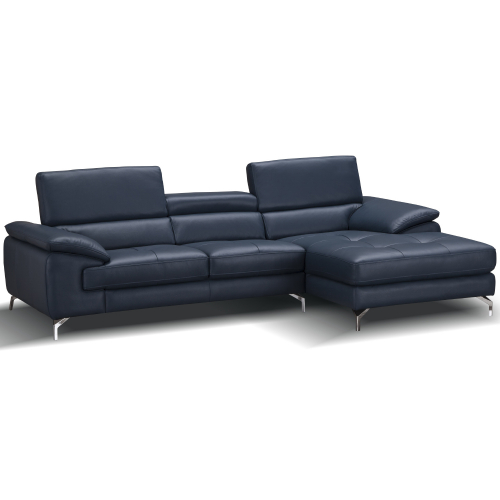 Positano A973B Sectional with Right Facing Chaise in Blue Italian Leather