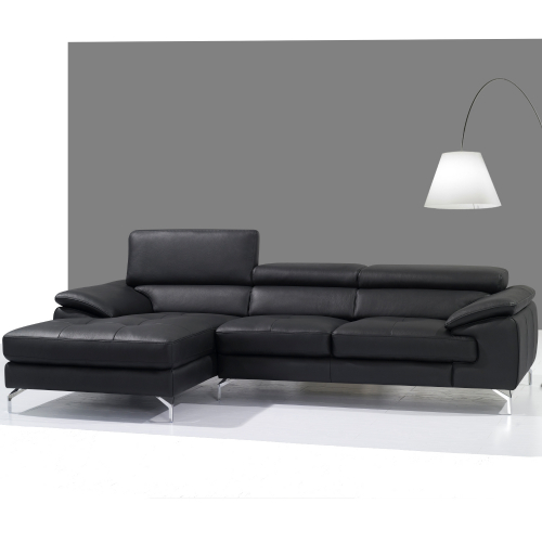 Positano A973B Sectional w/ Left Facing Chaise in Black Italian Leather