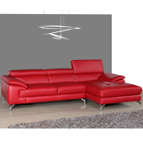 Positano A973B Sectional w/ Right Facing Chaise in Red Italian Leather