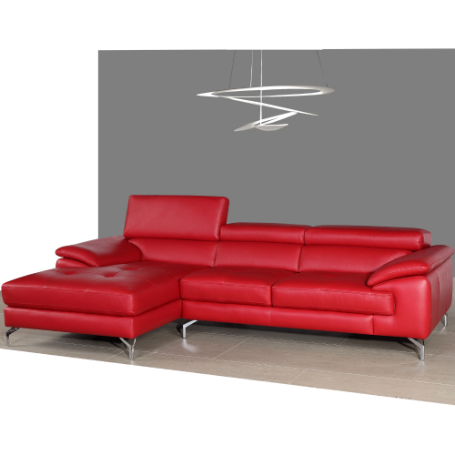 Positano A973B Sectional with Left Facing Chaise in Red Italian Leather