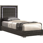 Alice Twin Bed in Gloss Gray Finish & Chrome