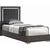 Alice Full Bed in Matte Gray Finish & Chrome