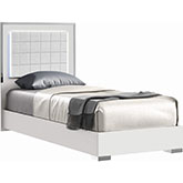 Alice Twin Bed in White Finish & Chrome