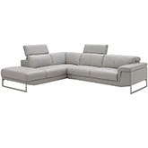 Athena Sectional Sofa w/ Left Facing Chaise in Light Grey leather