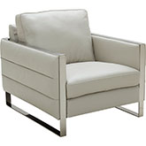 Constantin Accent Chair in Light Grey Leather