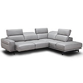 Davenport Sectional Sofa w/ Right Facing Chaise in Light Grey Top Grain Leather