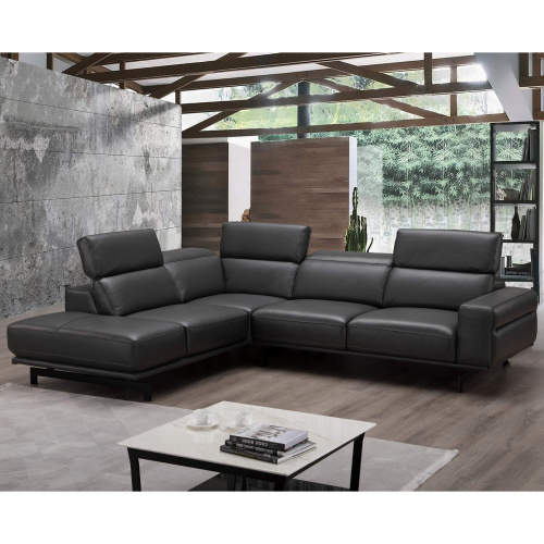 Davenport Sectional Sofa w/ Left Facing Chaise in Slate Grey Top Grain Leather