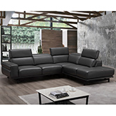 Davenport Sectional Sofa w/ Right Facing Chaise in Slate Grey Top Grain Leather