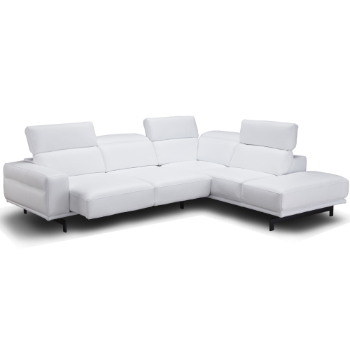 Davenport Sectional Sofa w/ Right Facing Chaise in Snow White Top Grain Leather