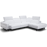 Davenport Sectional Sofa w/ Right Facing Chaise in Snow White Top Grain Leather