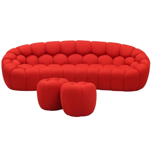 Fantasy Ottoman in Tufted Red Fabric