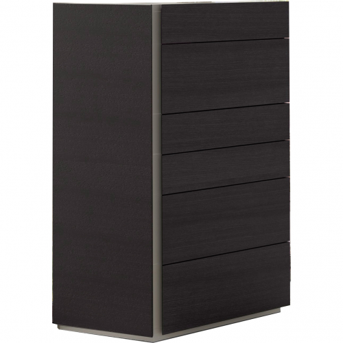 Porto 6 Drawer Chest in Wenge Wood Veneer & Light Grey Lacquer