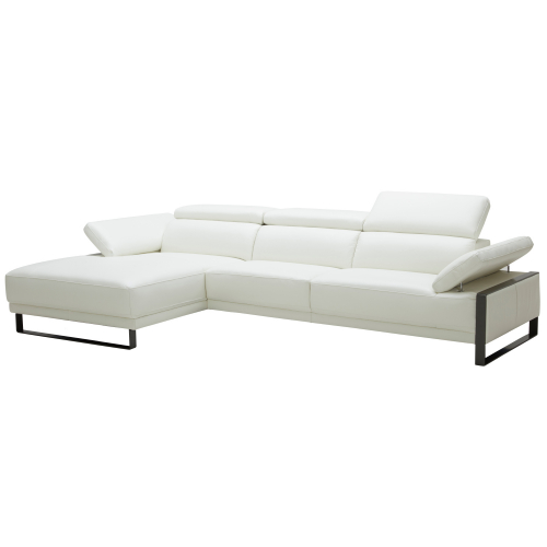 Fleurier Sectional Sofa w/ Left Hand Facing Chaise in White Italian Leather