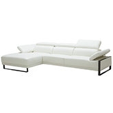 Fleurier Sectional Sofa w/ Left Hand Facing Chaise in White Italian Leather