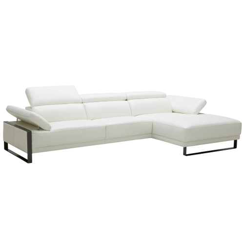 Fleurier Sectional Sofa w/ Right Hand Facing Chaise in White Italian Leather