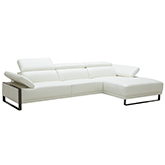 Fleurier Sectional Sofa w/ Right Hand Facing Chaise in White Italian Leather