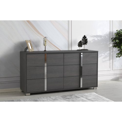 Giulia Dresser & Mirror in Matte Gray Lacquer & Metal