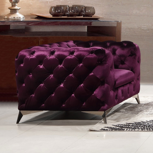 Glitz Accent Chair in Tufted Imperial Purple Velour