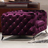 Glitz Accent Chair in Tufted Imperial Purple Velour