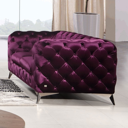 Glitz Loveseat in Tufted Imperial Purple Velour