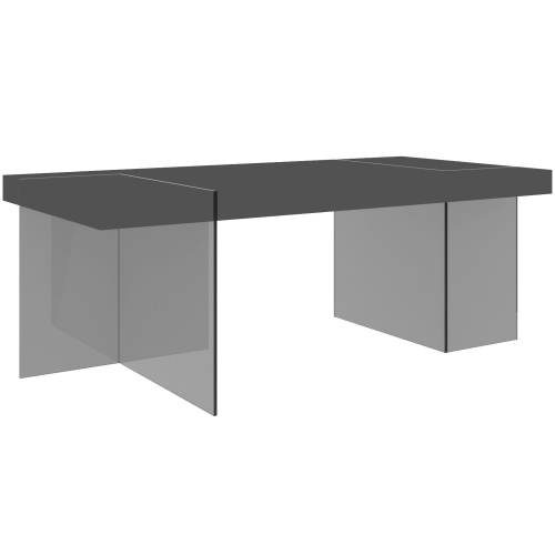 Cloud 78" Dining Table in High Gloss Grey & Glass