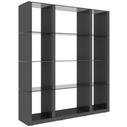 Cloud Wall Unit Bookcase in High Gloss Grey Lacquer & Glass