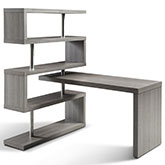 KD002 Office Desk in Grey Lacquer & Brushed Stainless