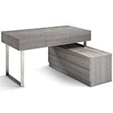 KD12 Office Desk in Grey Lacquer & Brushed Stainless