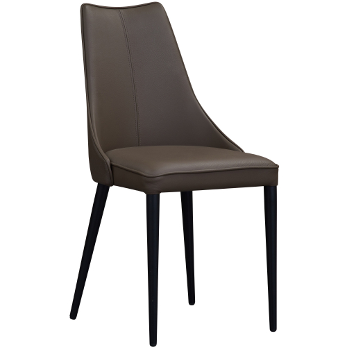 Milano Dining Chair in Chocolate Leather w/ Black Metal Legs (Set of 2)